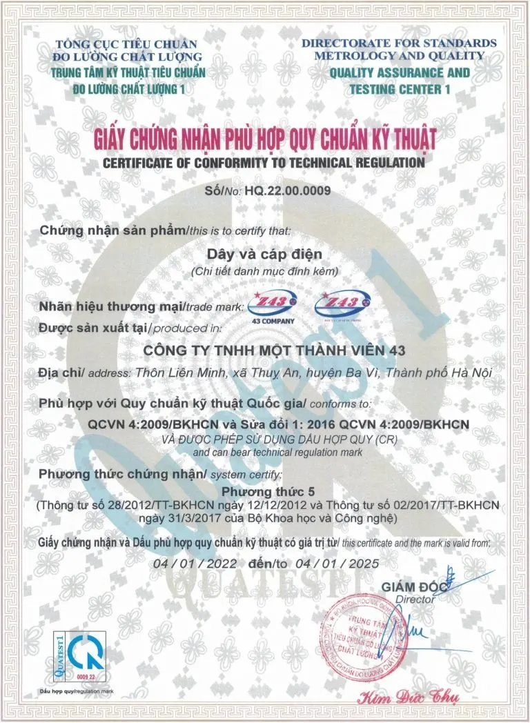 Chứng nhận hợp quy QCVN 4:2009/BKHCN